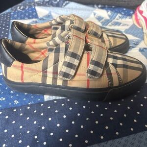 Burberry Beige and Black Kids Sneakers